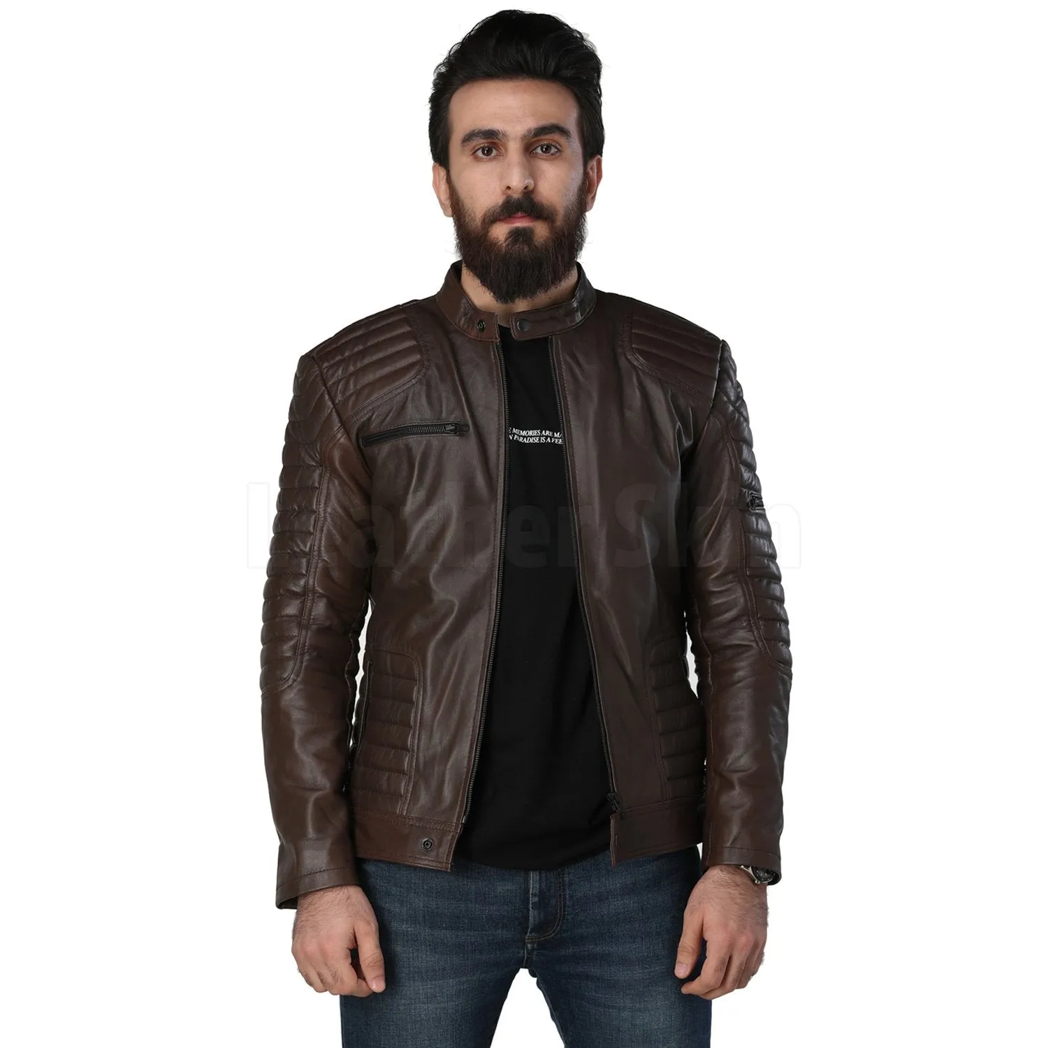 Justin Dark Brown Quilted Leather Jacket