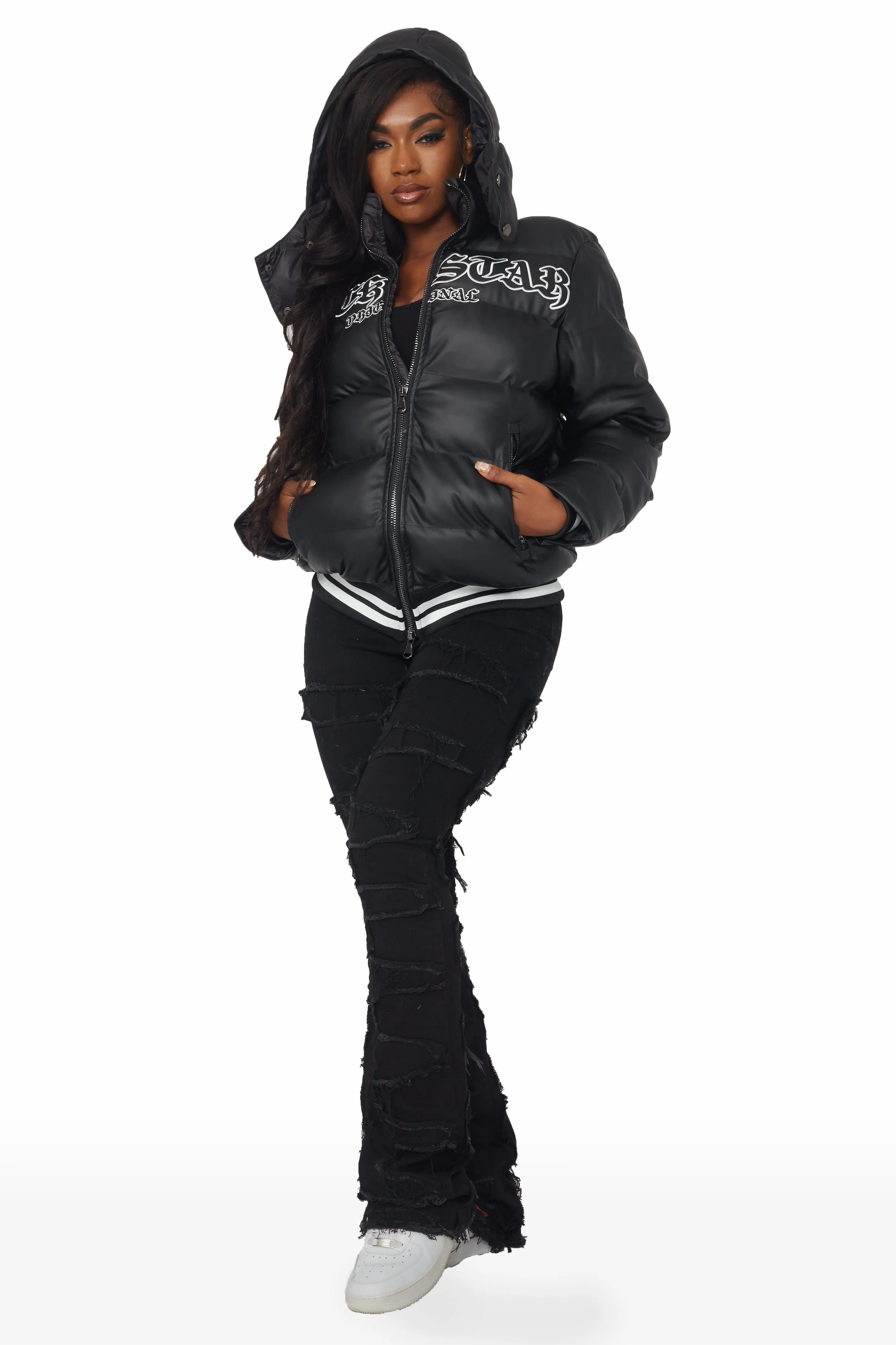 Kehlany Black Oversized Puffer Jacket