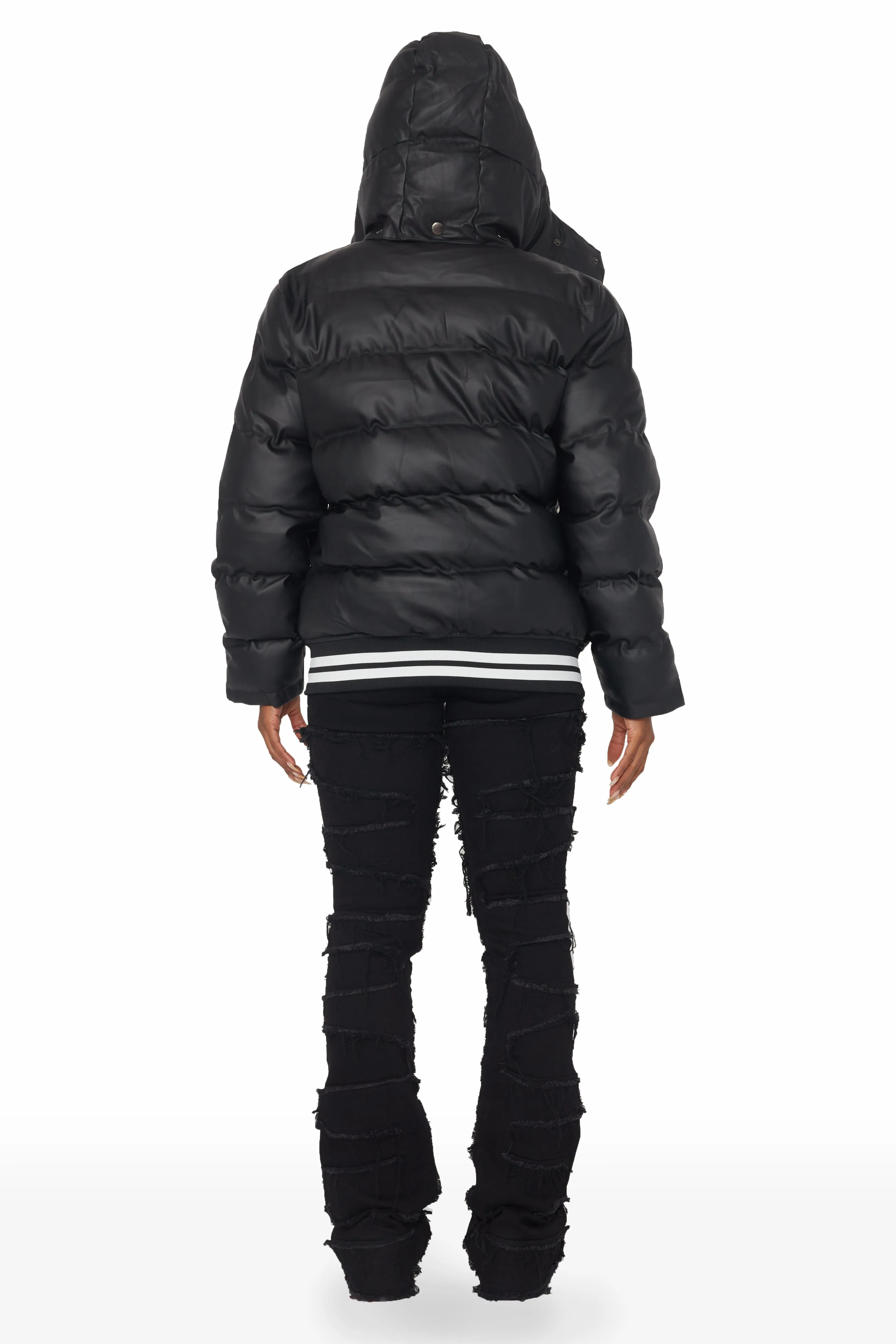 Kehlany Black Oversized Puffer Jacket