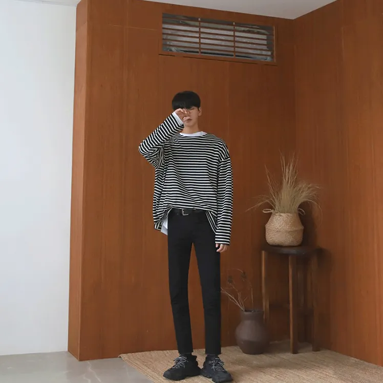 [Korean Style] 3 Colors Striped Long-sleeve Sweatshirts