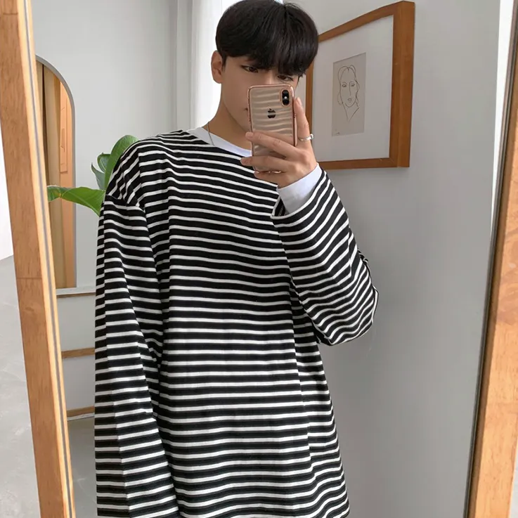 [Korean Style] 3 Colors Striped Long-sleeve Sweatshirts