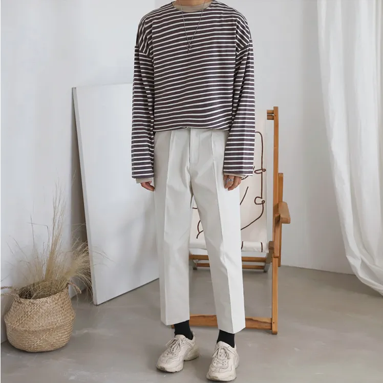 [Korean Style] 3 Colors Striped Long-sleeve Sweatshirts