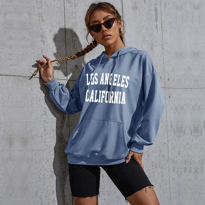 Letters Casual Hooded Sweatshirt Women Wholesale