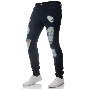 Long Men's Ripped Jeans Skinny Low Waisted Jeans Pencil Pants