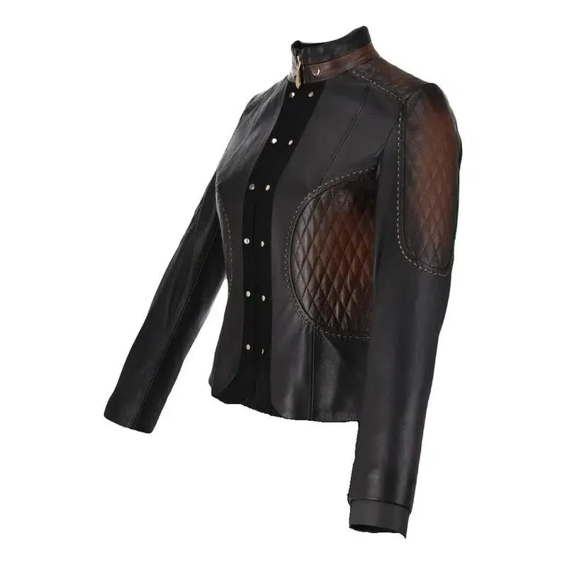 M274BOC - Cuadra black western fashion lambskin leather jacket for women