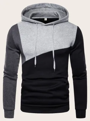 Men Cut And Sew Drawstring Hooded Sweatshirt