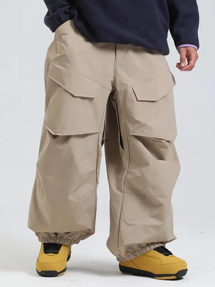 Men's Cargo Pockets Baggy Snow Pants Winter Ski Overalls