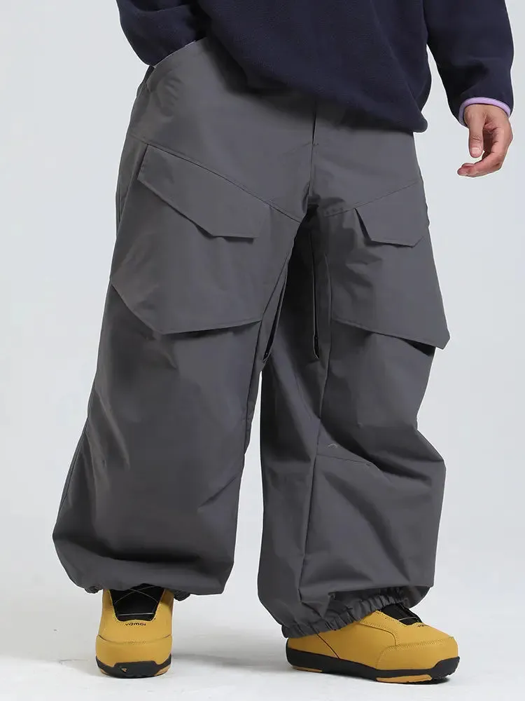 Men's Cargo Pockets Baggy Snow Pants Winter Ski Overalls