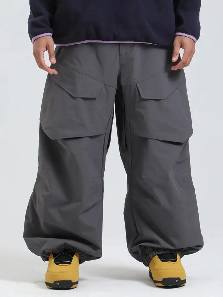 Men's Cargo Pockets Baggy Snow Pants Winter Ski Overalls