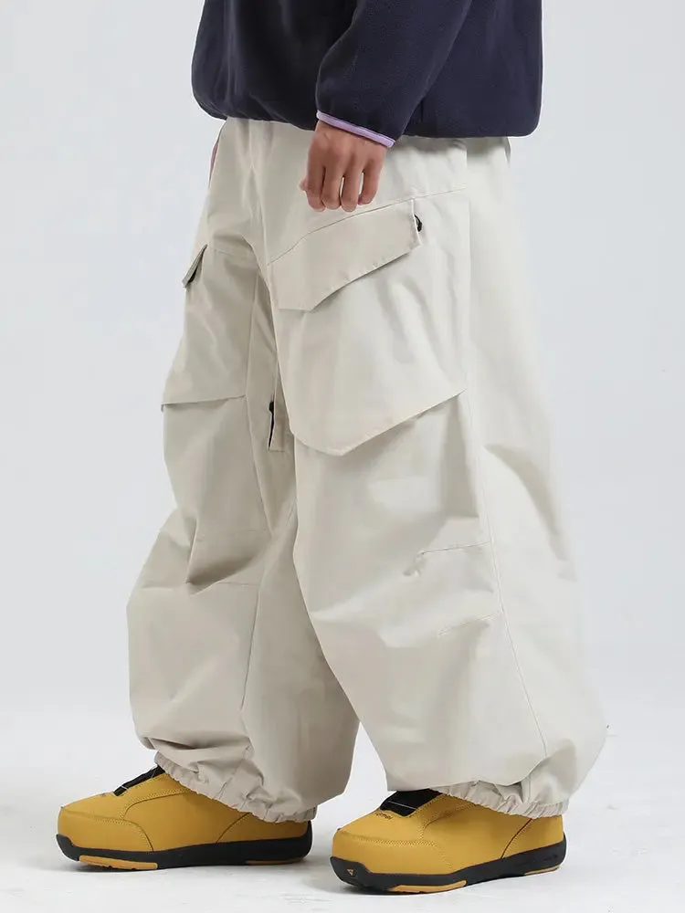 Men's Cargo Pockets Baggy Snow Pants Winter Ski Overalls