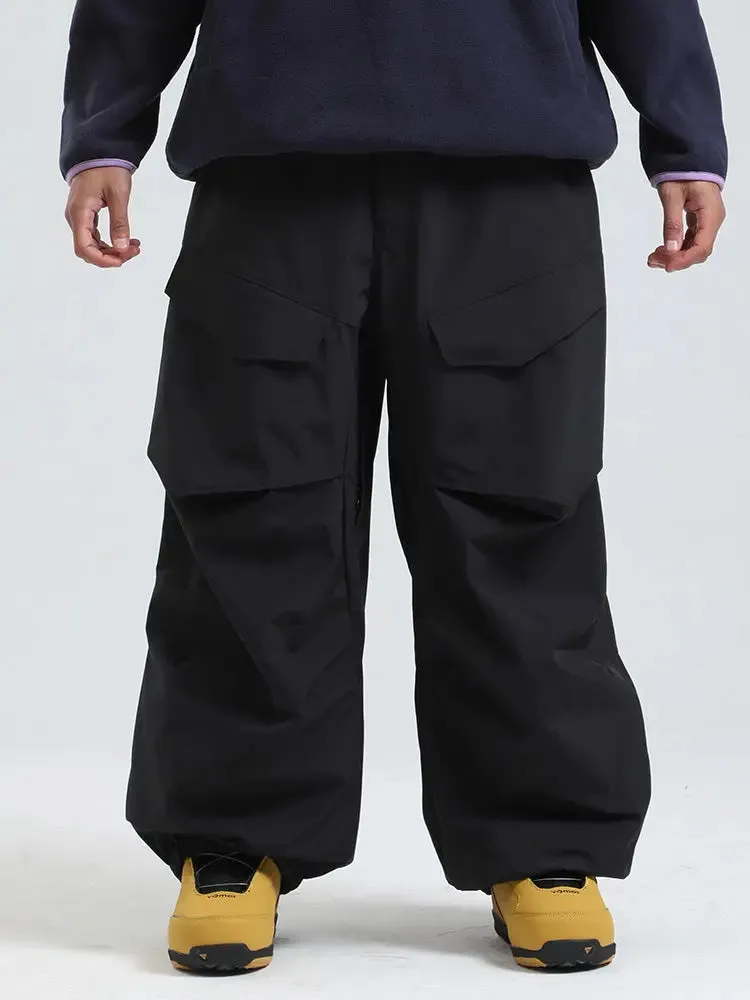 Men's Cargo Pockets Baggy Snow Pants Winter Ski Overalls