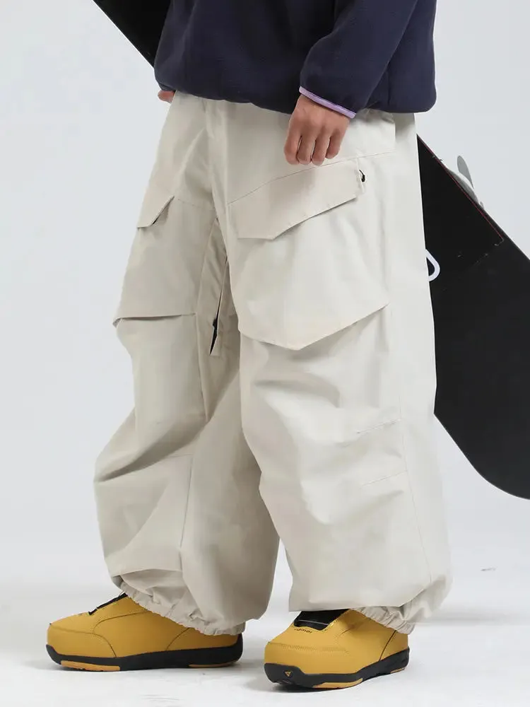 Men's Cargo Pockets Baggy Snow Pants Winter Ski Overalls