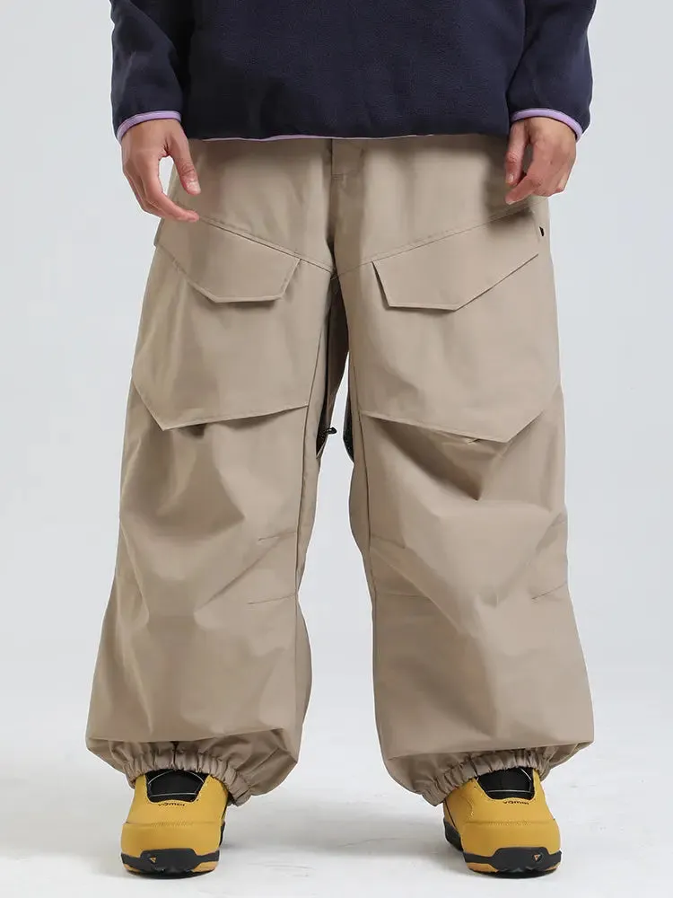 Men's Cargo Pockets Baggy Snow Pants Winter Ski Overalls