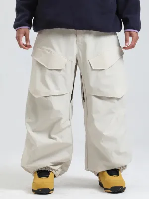 Men's Cargo Pockets Baggy Snow Pants Winter Ski Overalls