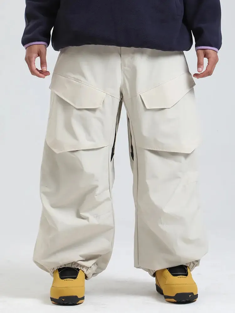 Men's Cargo Pockets Baggy Snow Pants Winter Ski Overalls