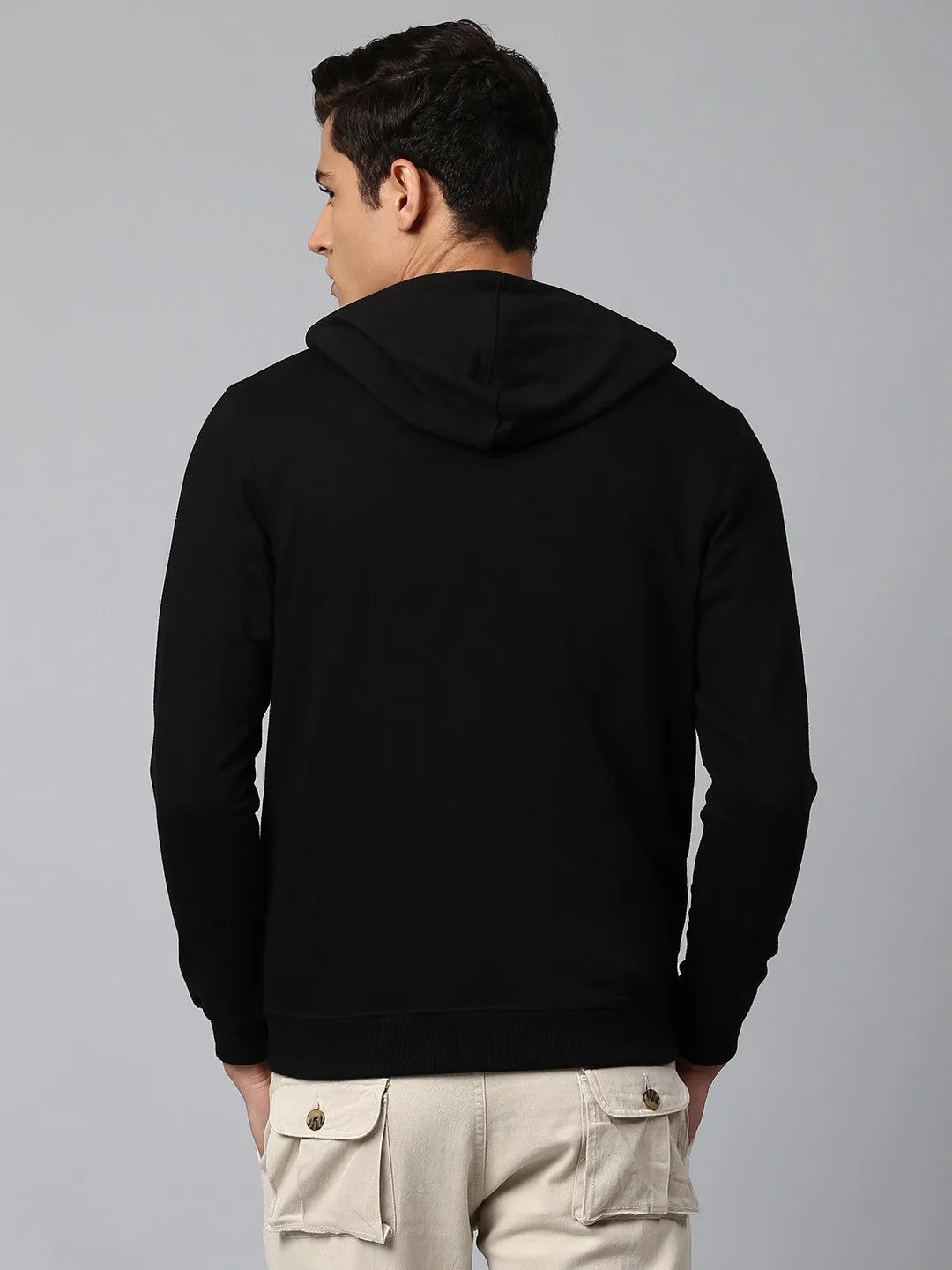 Mens Long-Sleeve Hoodie - Lightweight Casual Winterwear  (Black)