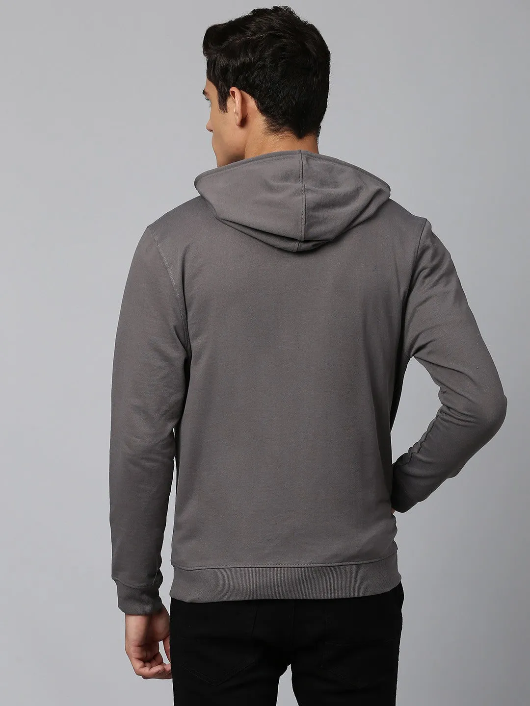 Mens Long-Sleeve Hoodie - Lightweight Casual Winterwear  (Dark Grey)