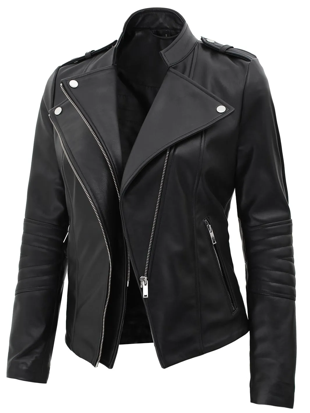 Monica Women's Black Asymmetrical Leather Jacket