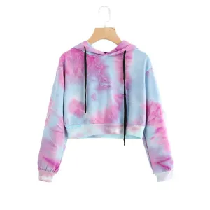 Multicolor Long Sleeve Casual Women Drawstring Hoodie