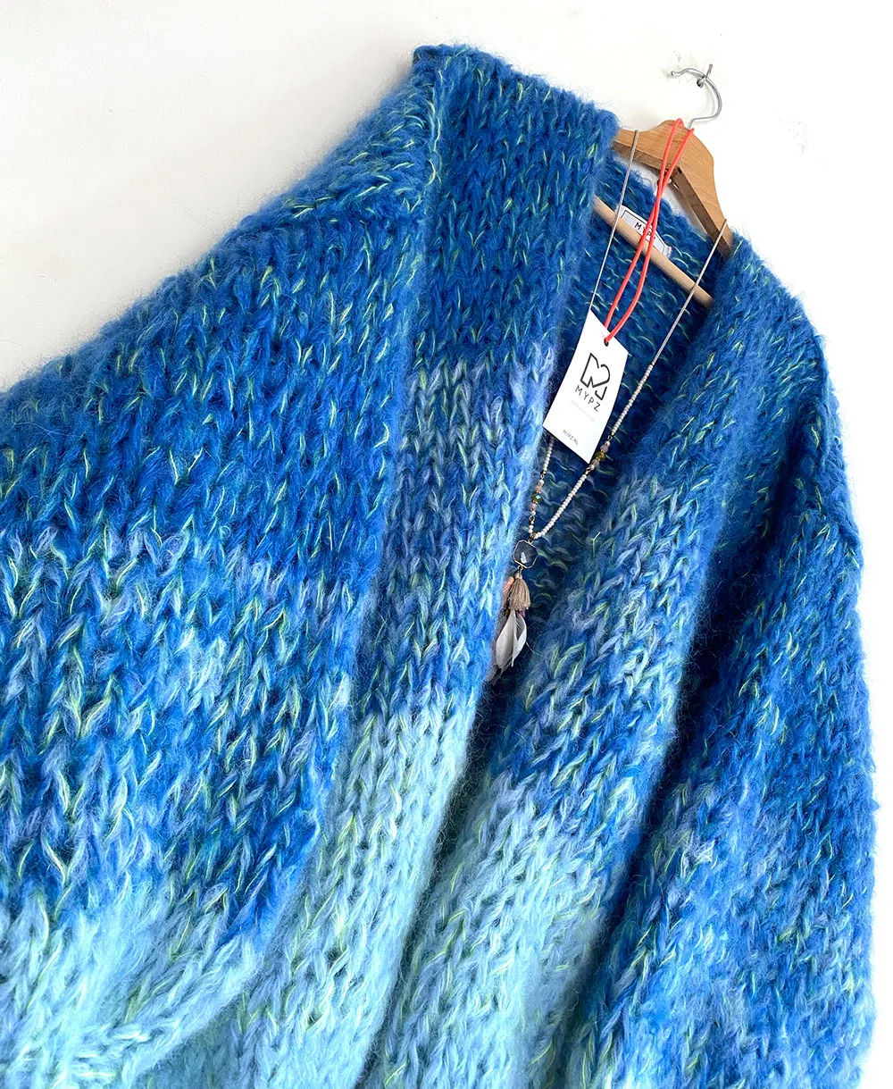 MYPZ Chunky Mohair Cardigan Ocean