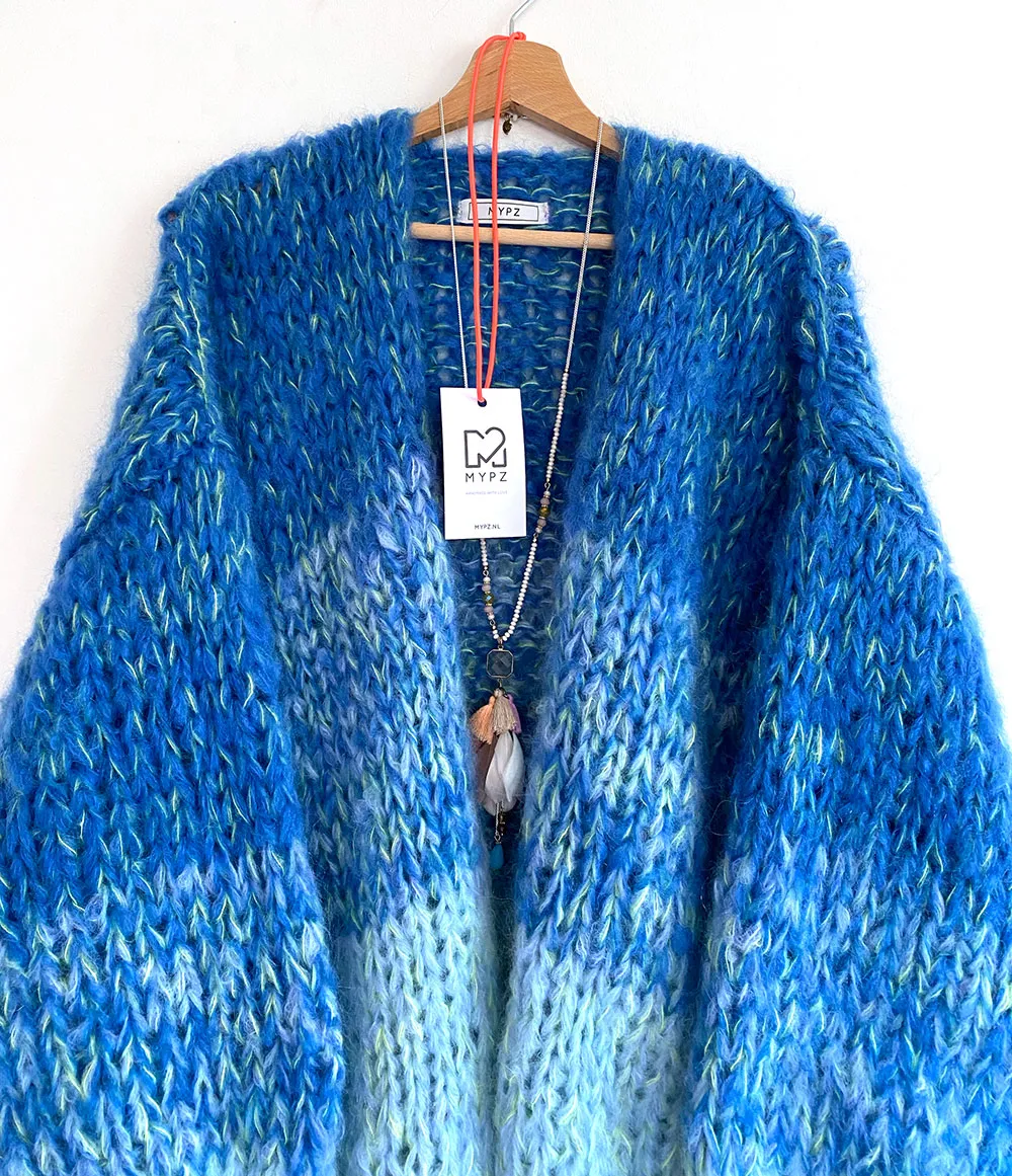 MYPZ Chunky Mohair Cardigan Ocean