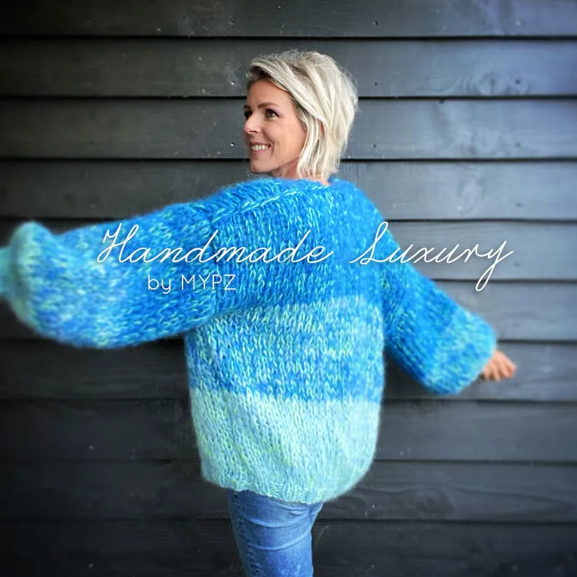 MYPZ Chunky Mohair Cardigan Ocean