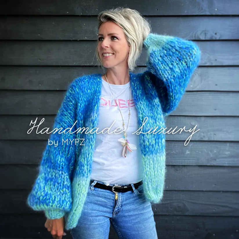 MYPZ Chunky Mohair Cardigan Ocean