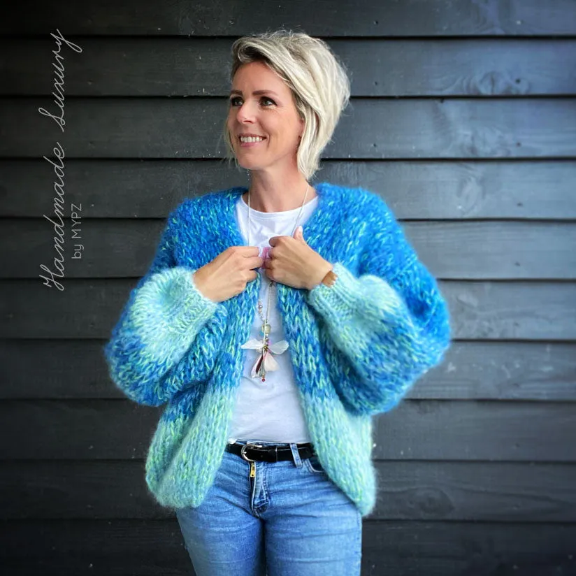 MYPZ Chunky Mohair Cardigan Ocean