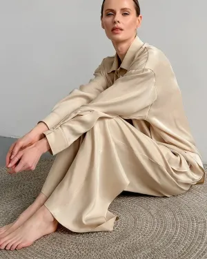 Oversized Full Length Silk Pajamas Set