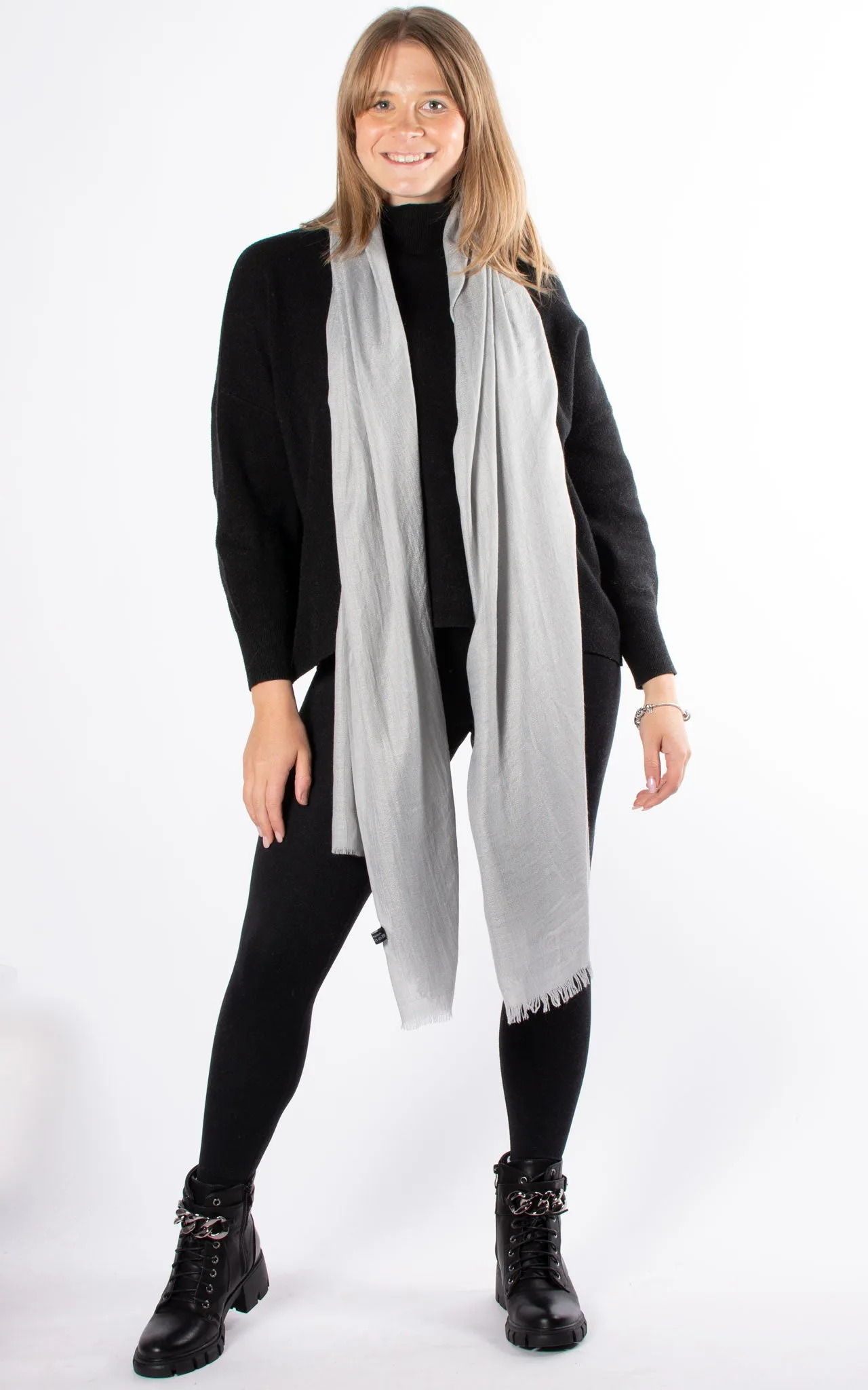 Oversized Pashmina Shawl Wrap Scarf - Silver Grey