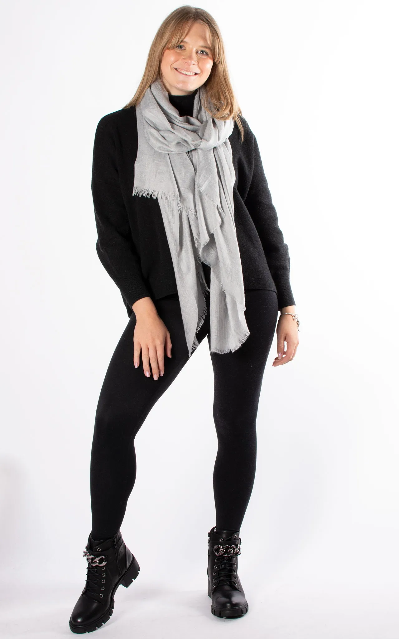 Oversized Pashmina Shawl Wrap Scarf - Silver Grey