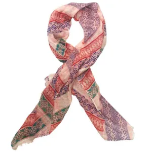 Pink, Blue & Red Patterned Scarf