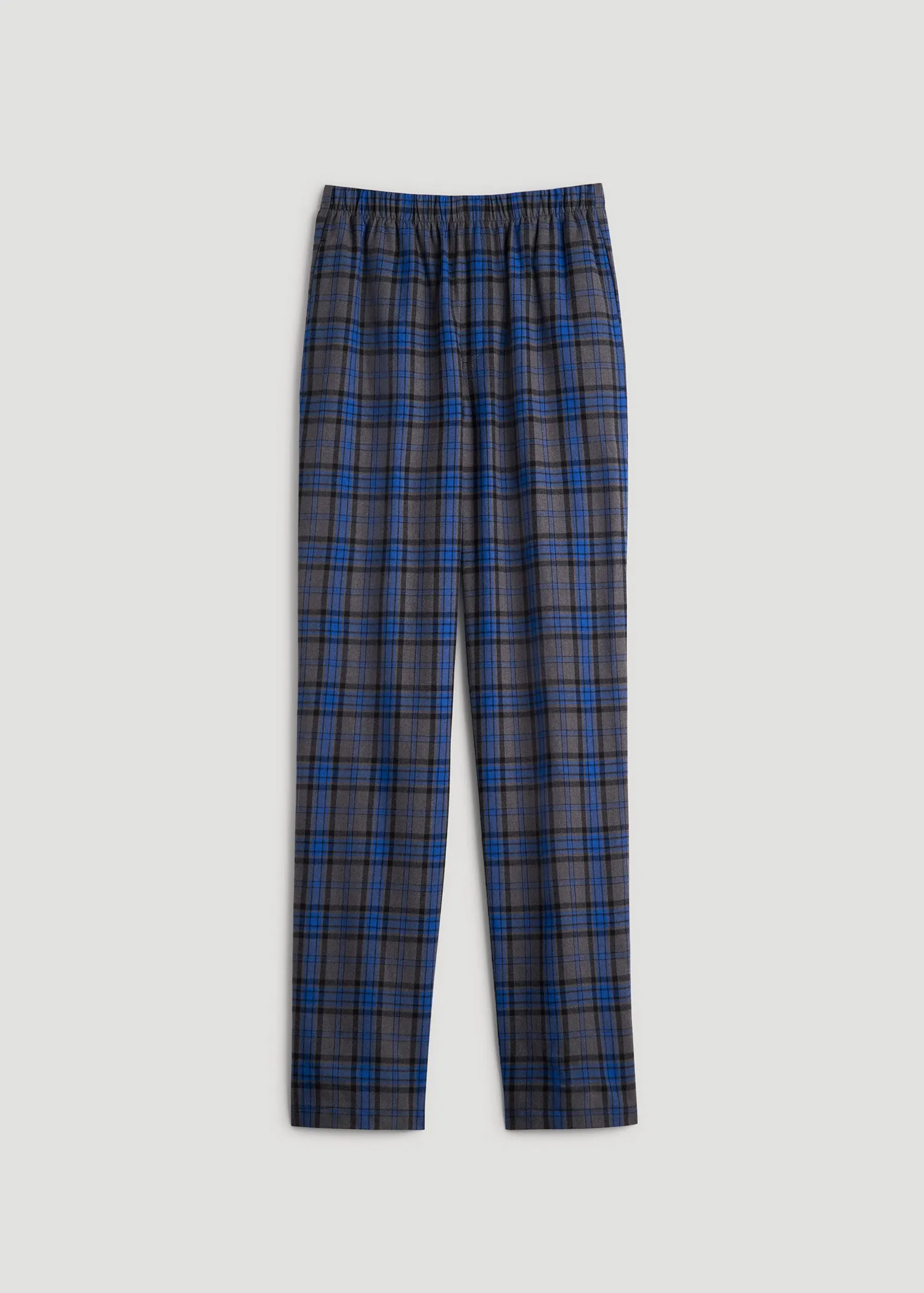 Plaid Pajama Pants for Tall Men in Grey and Cobalt Plaid