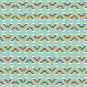 Printed double brushed knit - Rainbow - Mint