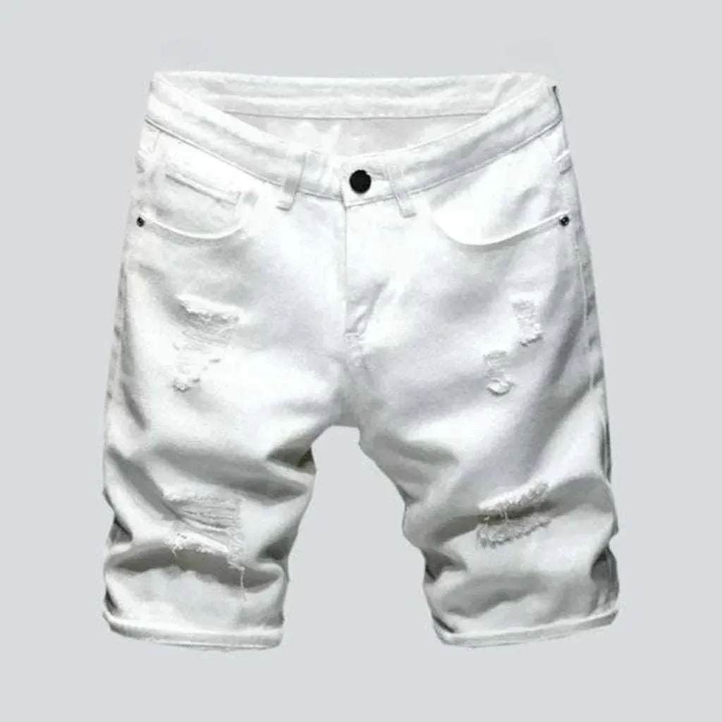 Ripped denim shorts for men