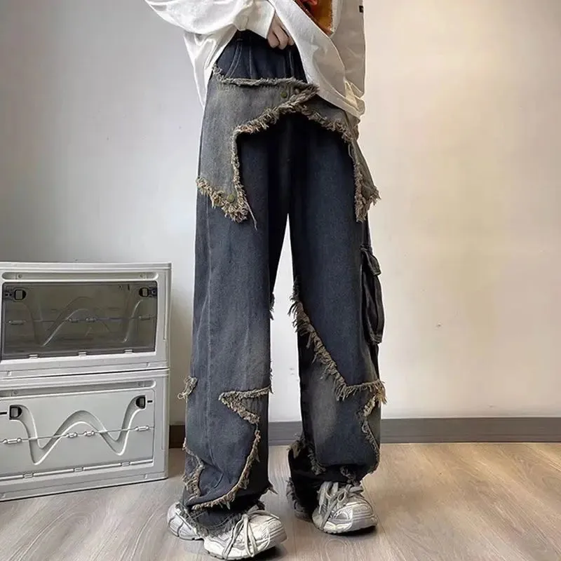 Ripped Washed Stars Denim Jean