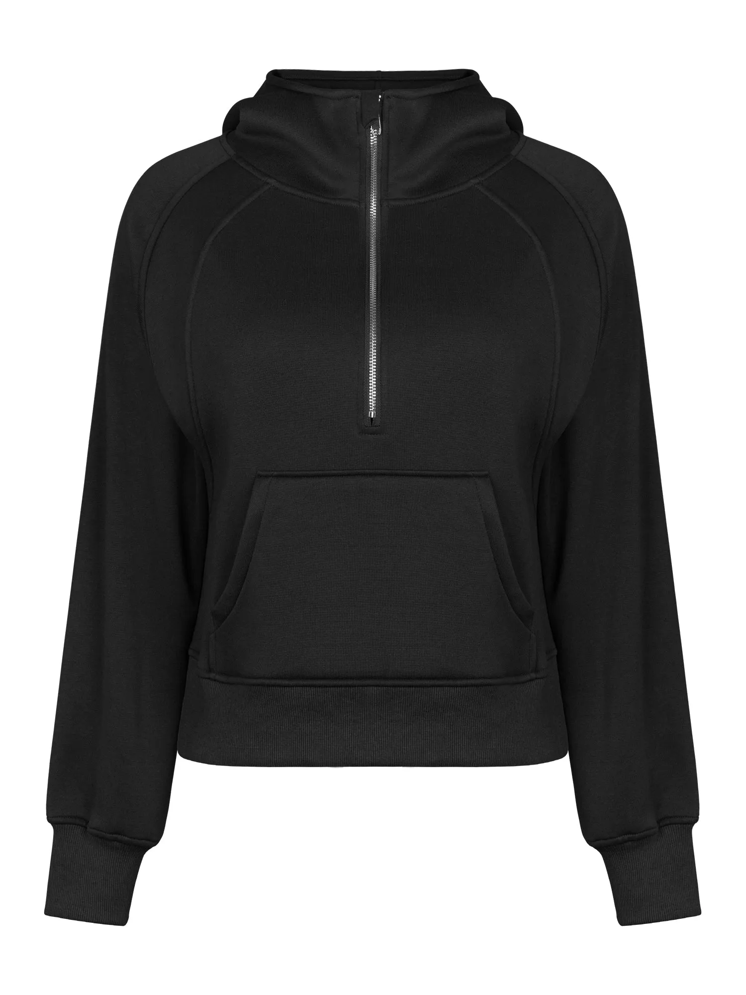 Rivelino Womens Hooded Sweatshirts Half Zipper Cropped Hoodies Long Sleeve Pullover Tops