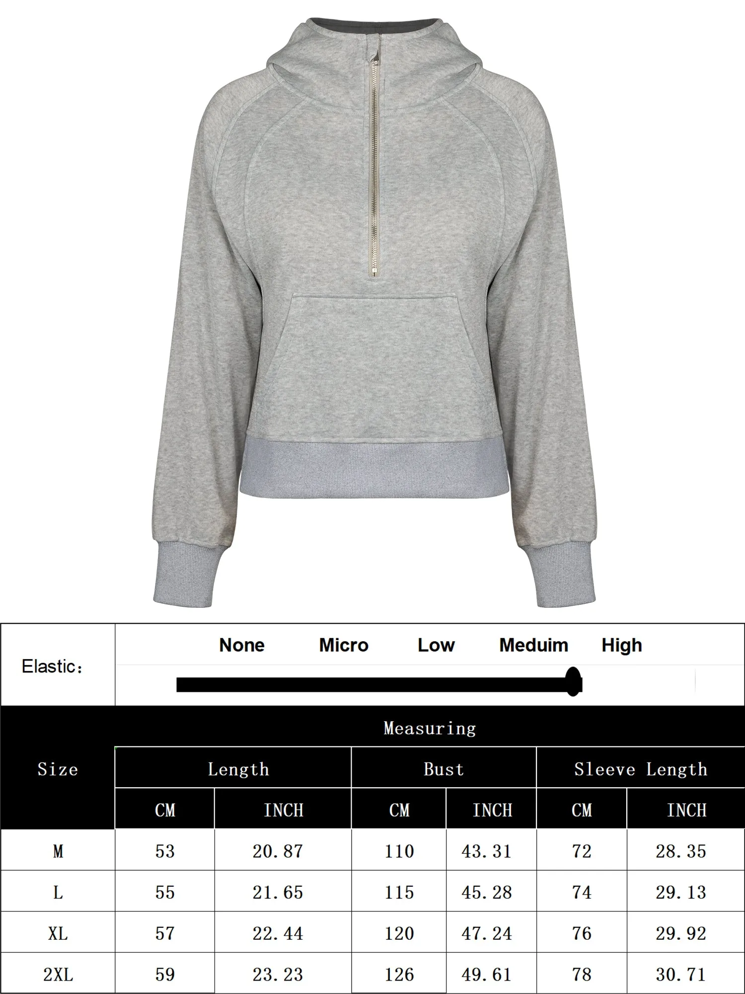 Rivelino Womens Hooded Sweatshirts Half Zipper Cropped Hoodies Long Sleeve Pullover Tops