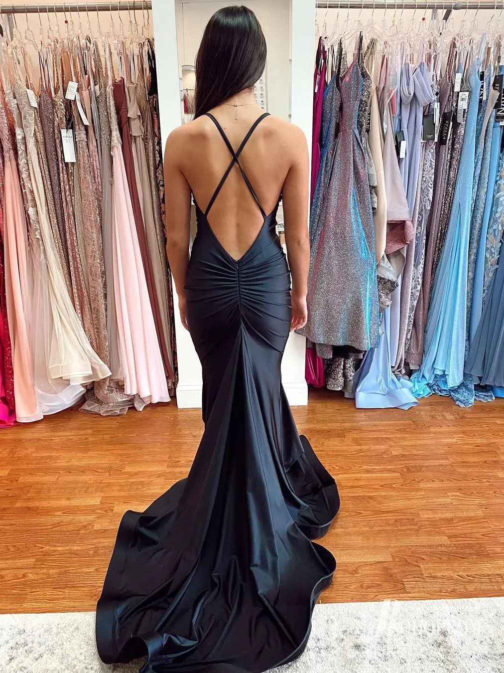 Sexy Spaghetti Straps V-neckline Mermaid 3D Flowers &Bead Prom Dresses PD635