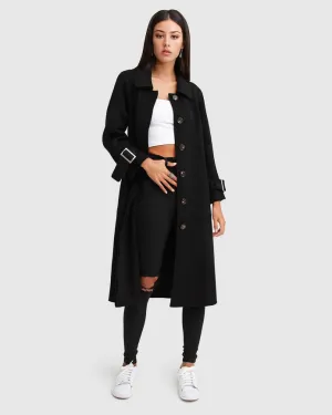 Shore To Shore Belted Wool Coat - Black