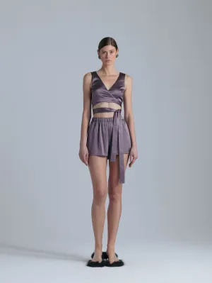 Silk Shorts and Top Set 'Persephone' in Noble Purple