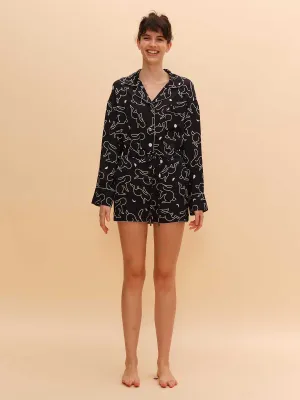 SILKINC Rabbit Silhouette Silk Pajamas Short Set