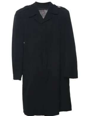 Single Breasted Black Classic Wool Coat - L