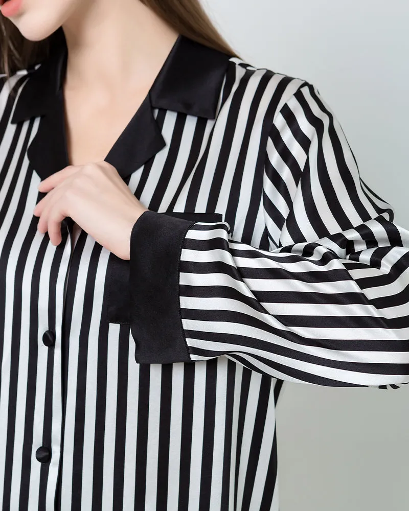 Striped Silk Pajamas Set Sleepwear