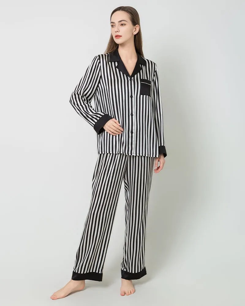 Striped Silk Pajamas Set Sleepwear