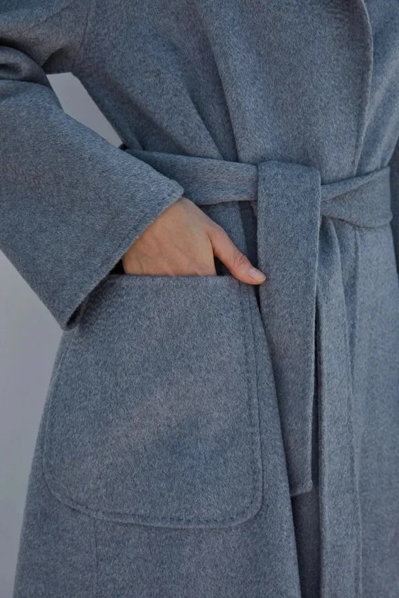 The Classic Wrap Coat Heather Grey