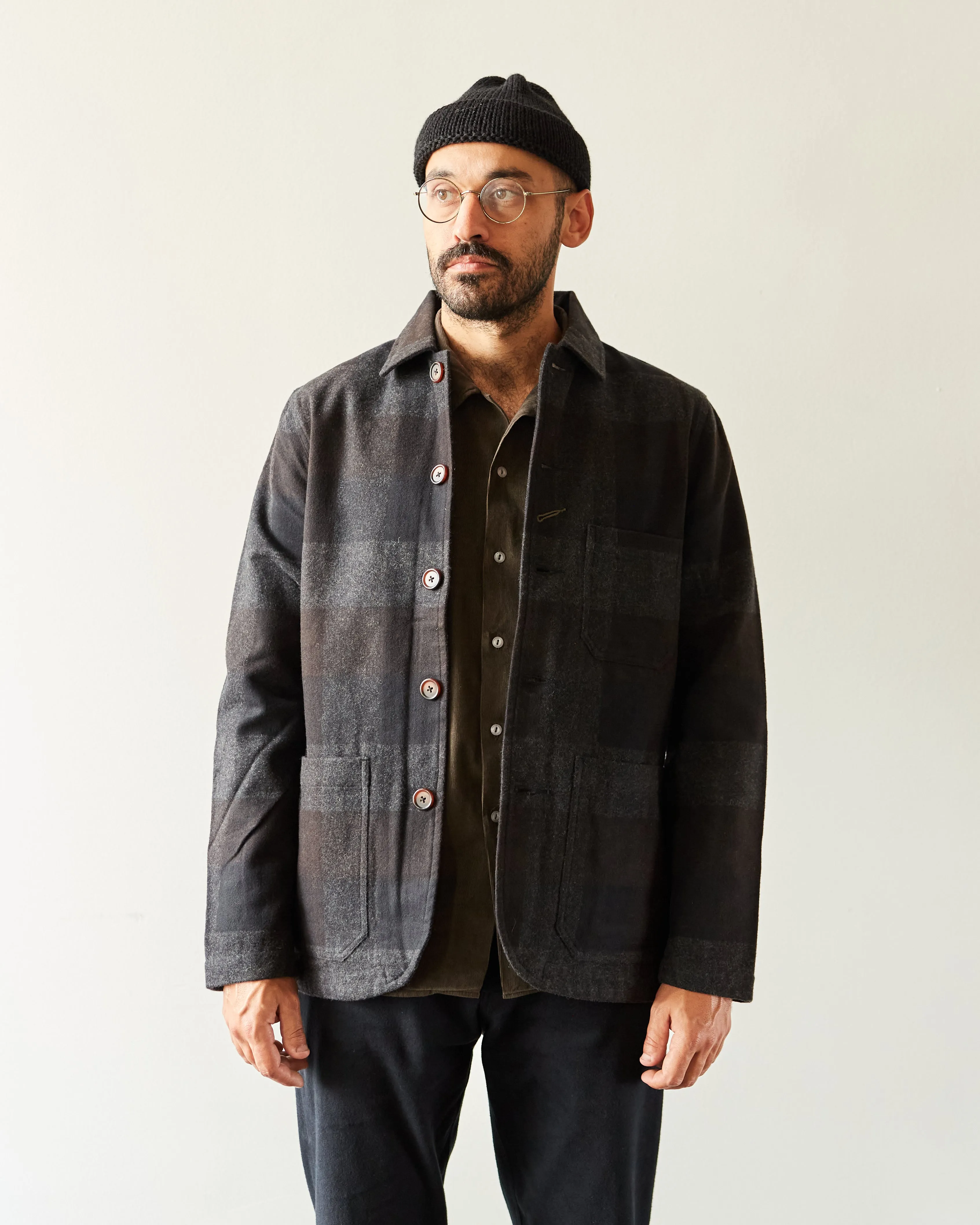 Universal Works Bakers Chore Jacket, Brown Messi Check