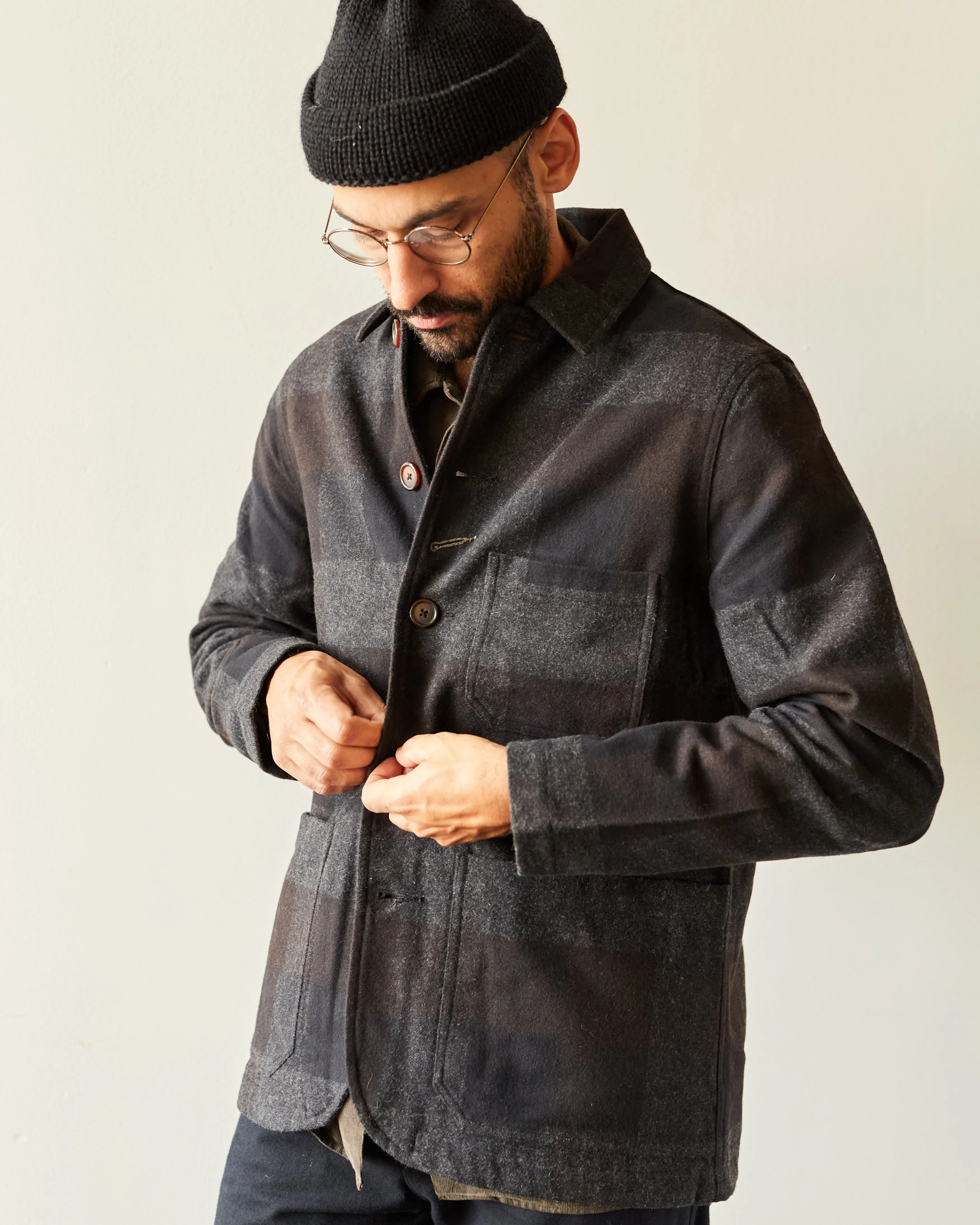 Universal Works Bakers Chore Jacket, Brown Messi Check