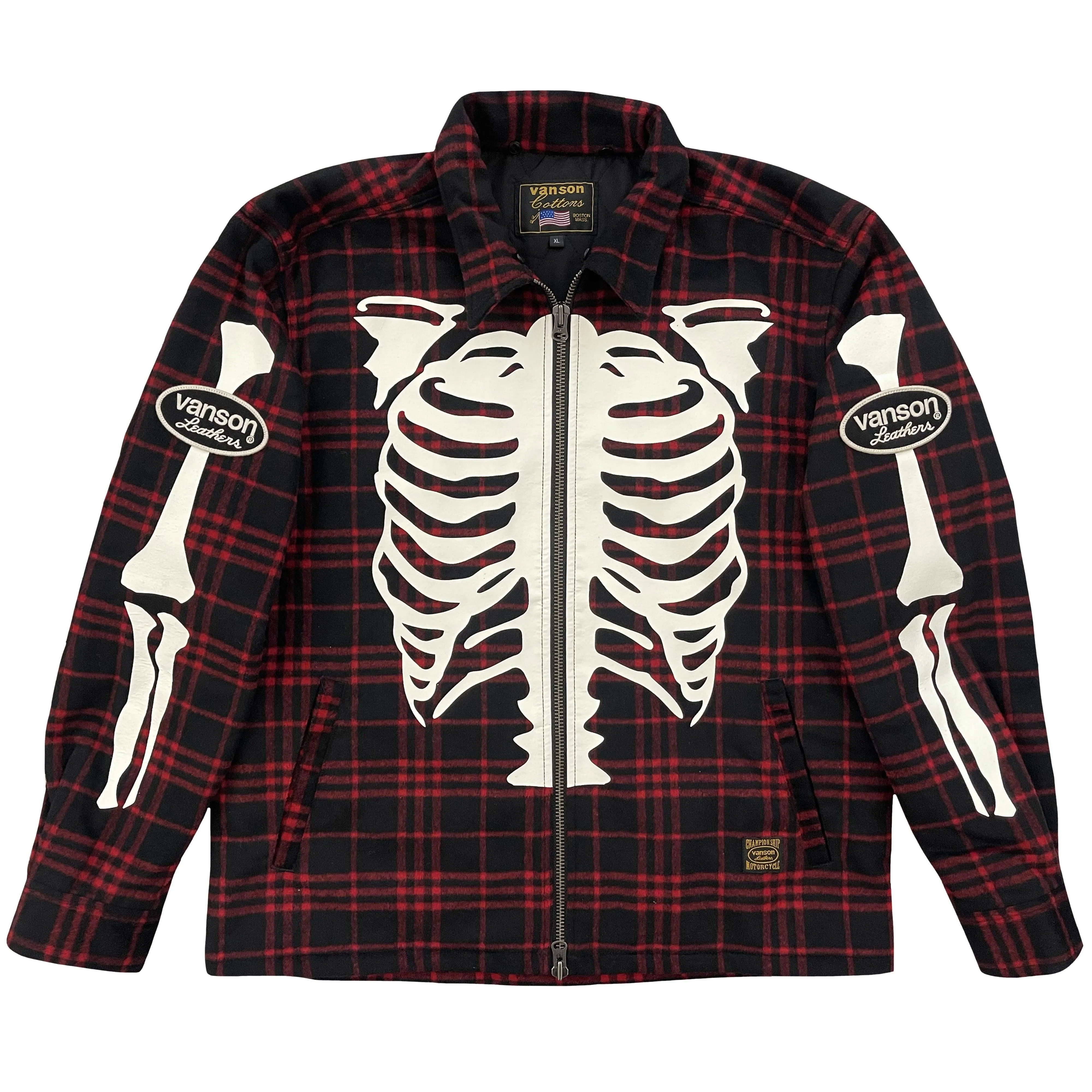 Vanson Leathers Skeleton Check Overshirt Jacket