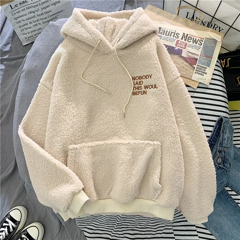 Velvet Cashmere Women Hoody Sweatshirt